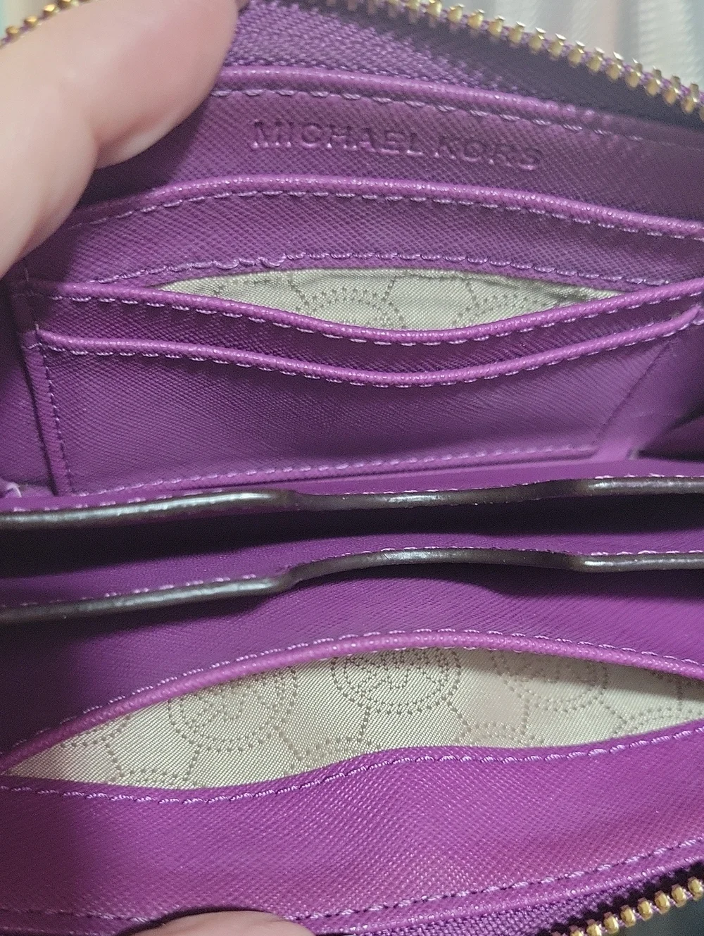 Michael Kors Purple-Pink Saffiano Zip Wallet